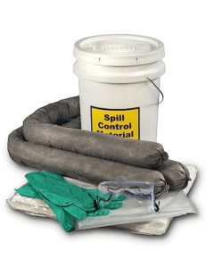 picture of ESP SK-U5 16 Piece 5 Gallons Universal Absorbent Spill Kit, 5 Gallons Oil and 4 Gallons Water Absorbency, Gray